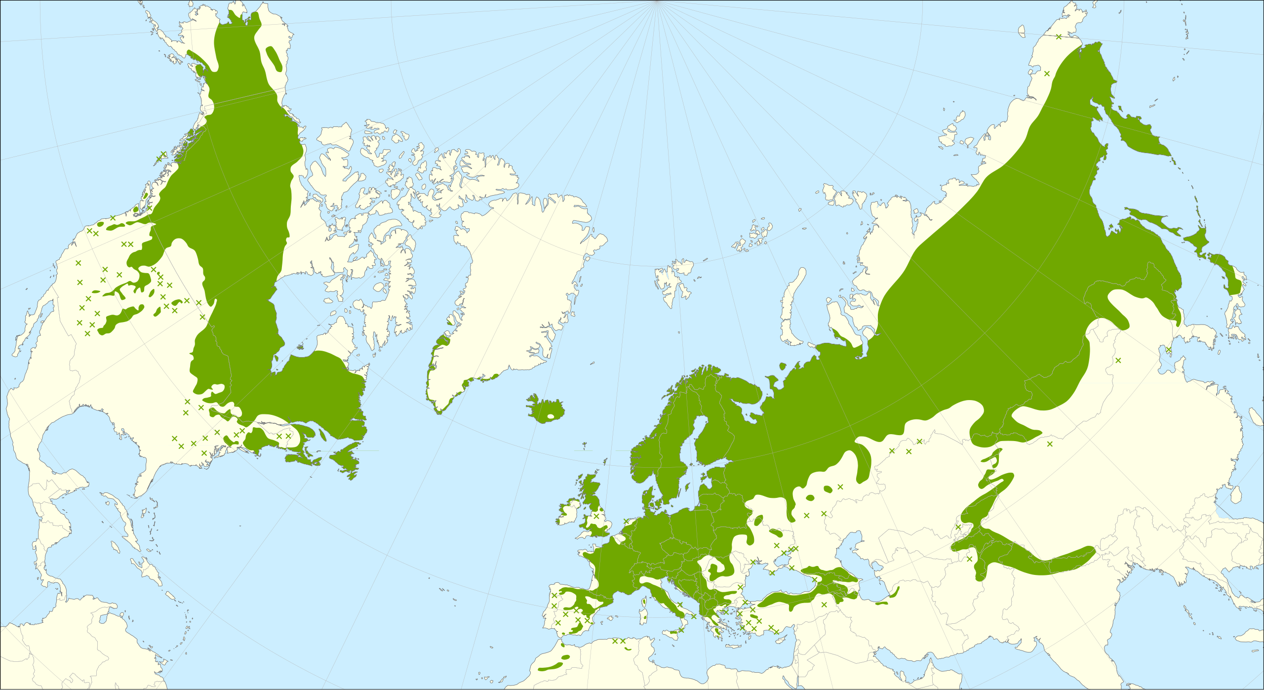 Verspreidingsgebied van Juniperus communis