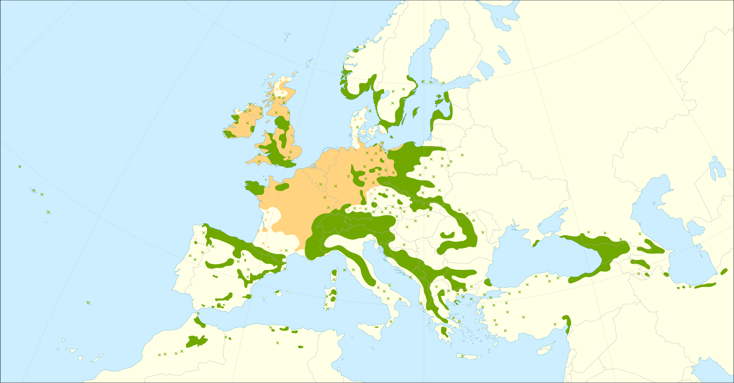 Verspreidingsgebied Taxus baccata